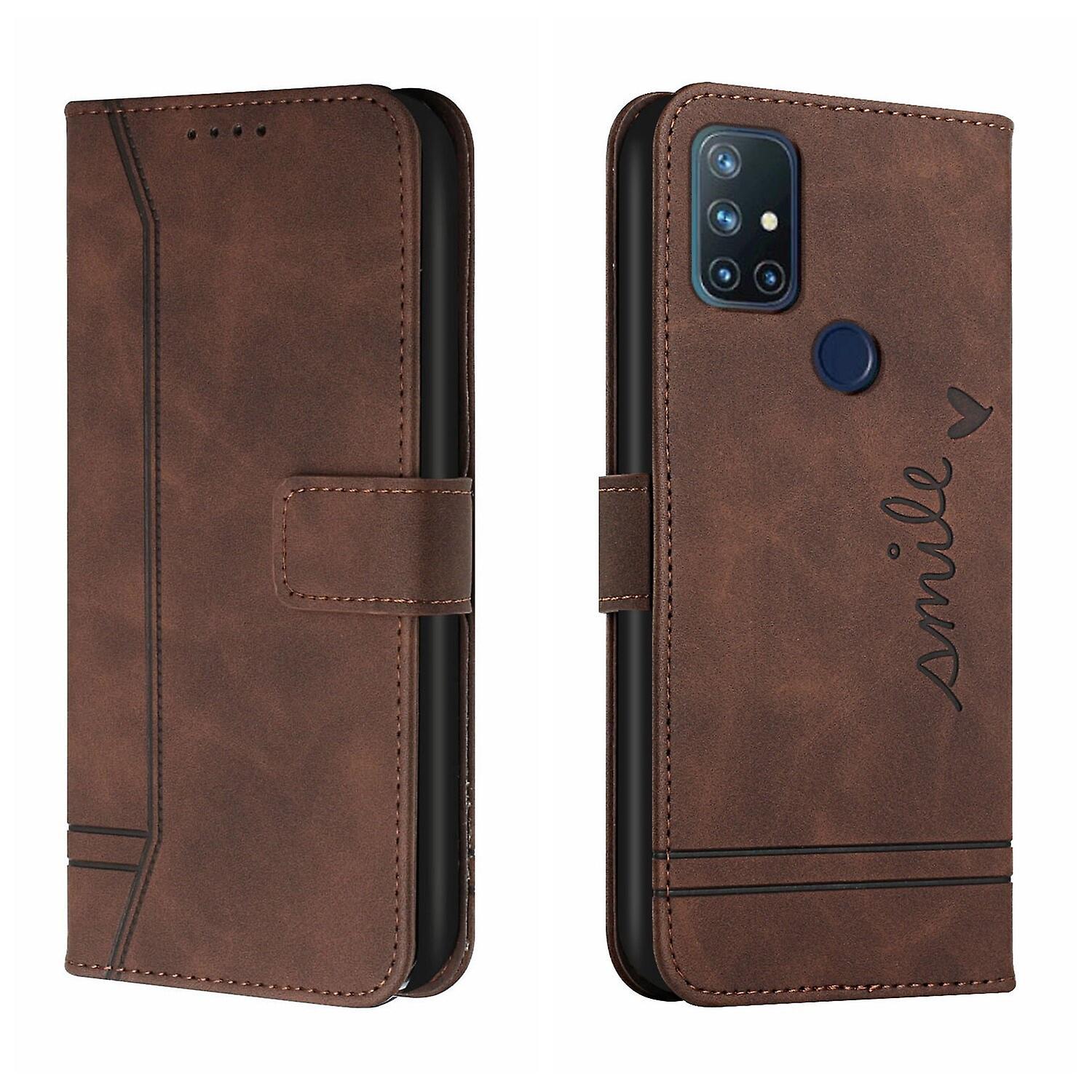 Gangxun Case for OnePlus Nord N10 5G Magnetic Closure Card Slots Cover Durable with Hand Strap Compatible with OnePlus Nord N10 5G Brown