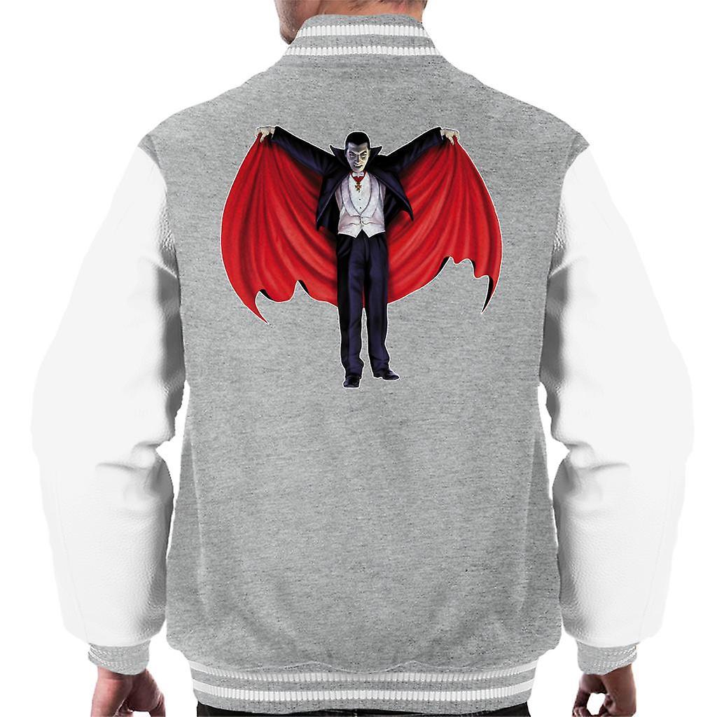 Dracula Cape Full Men's Varsity Jacket Heather Grey/White Small