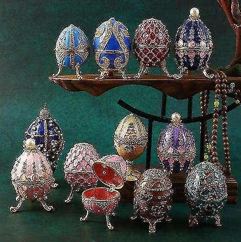 Faberge Egg Series Hand Painted Hinged Trinket Jewelry Box, Unique Gift Home Decor, Best Easter Day Collectible Banmo