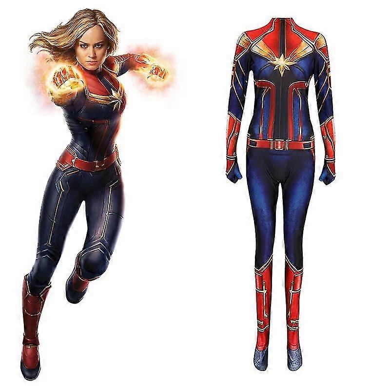 Unbrand Captain Marvel Cosplay Costume Movie The Avengers Superhero Carol Danvers Cosplay Bodysuit Jumpsuit Halloween Costume For Women SHZNV 120