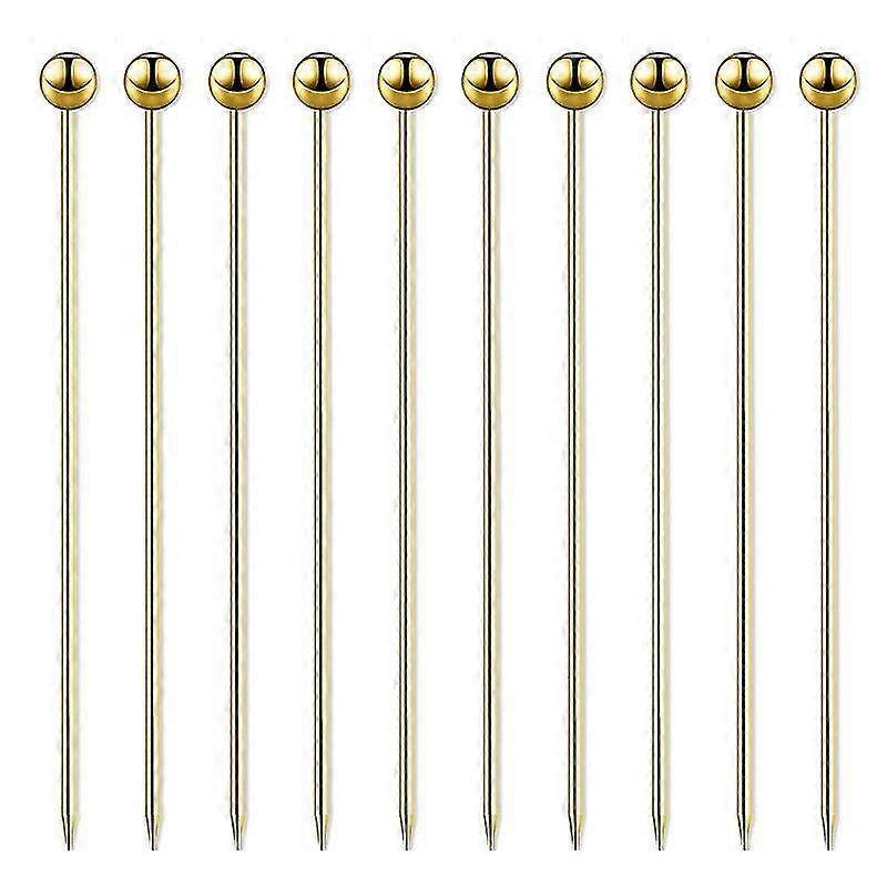 Jdd Power 10pcs Cocktail Picks, 304 Stainless Steel Martini Picks, Reusable Metal Cocktail Skewers, 4.3 Inches Cocktail Toothpicks For Martinis Oli..