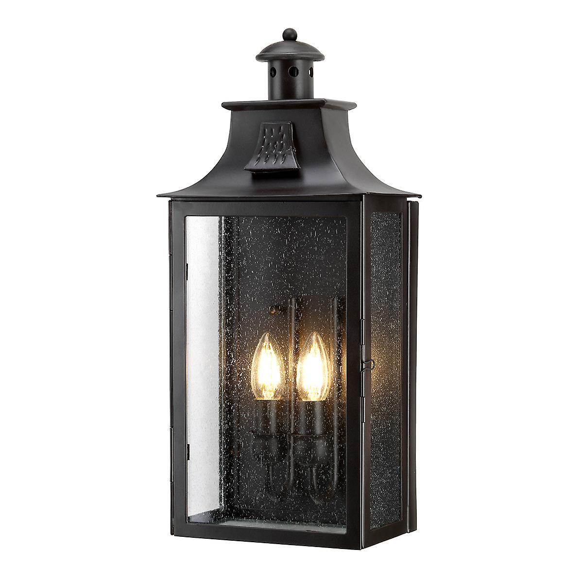 Kendal 2 Light Outdoor Wall Lantern Light Old Bronze IP44 E14