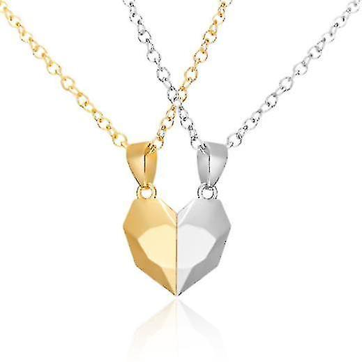 Kangboo Necklace Couple Magnetic Necklace For Magnetic Matching Heart Pendant Valentine'S Day gold-silver