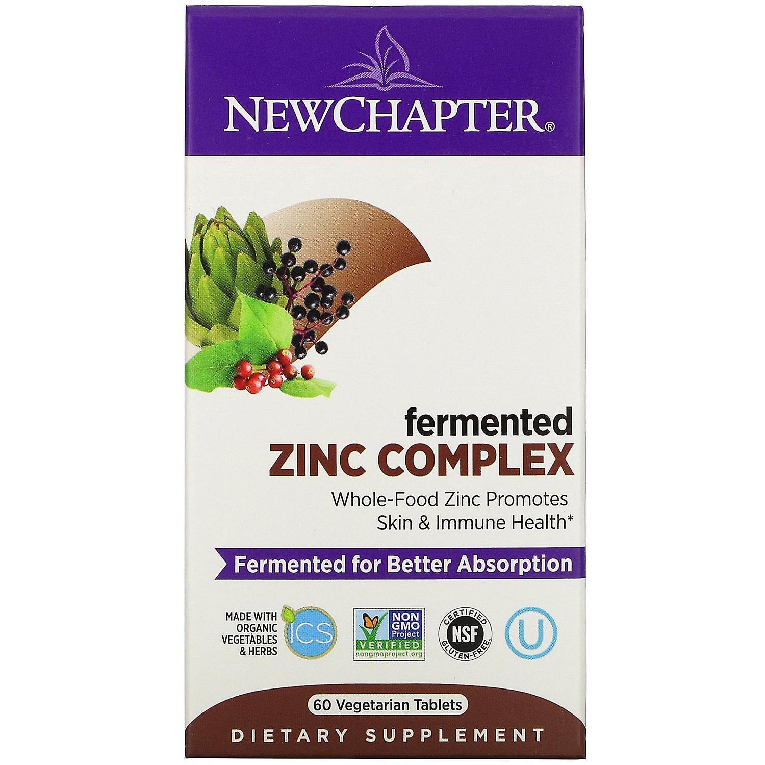 New Chapter, Fermented Zinc Complex, 60 Vegetarian Tablets