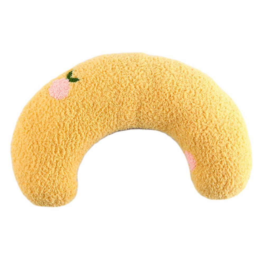 Vicbuy Soft Dog Bed Calming Pillows Pet Neck Pillow For Small Dogs Ultra Soft Fluffy Pet Calming Toys Half Donut Cuddler Yellow