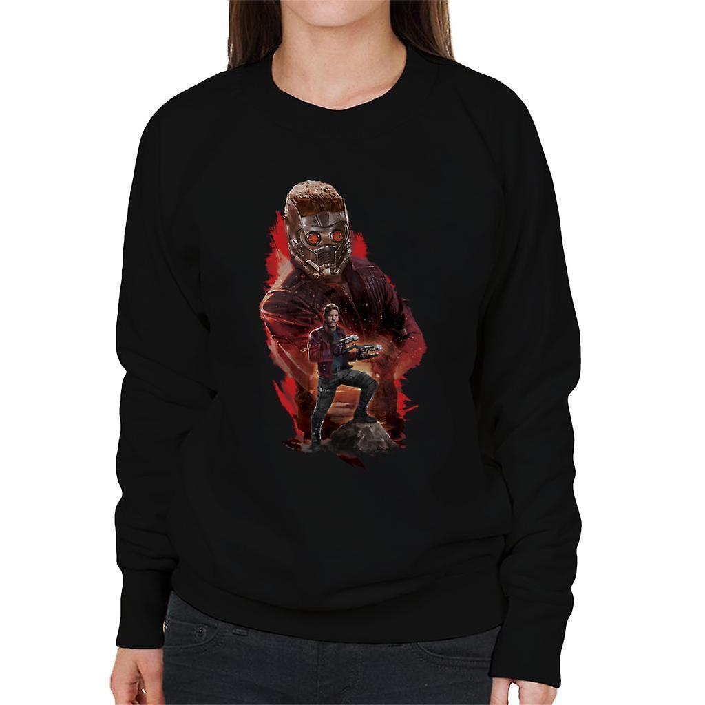 Marvel Guardians Of The Galaxy Vol 2 Star Lord Montage Women's Sweatshirt Black XX-Large