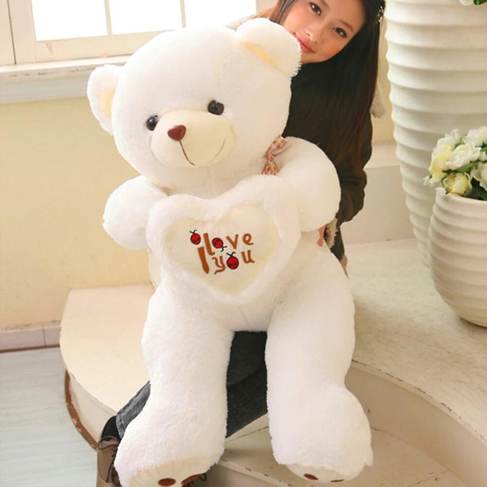 Roobeki Loving heart Teddy Bear Beetle Baby stuffed toy doll lovers Valentine's Day children Stuffed toy white 50cm