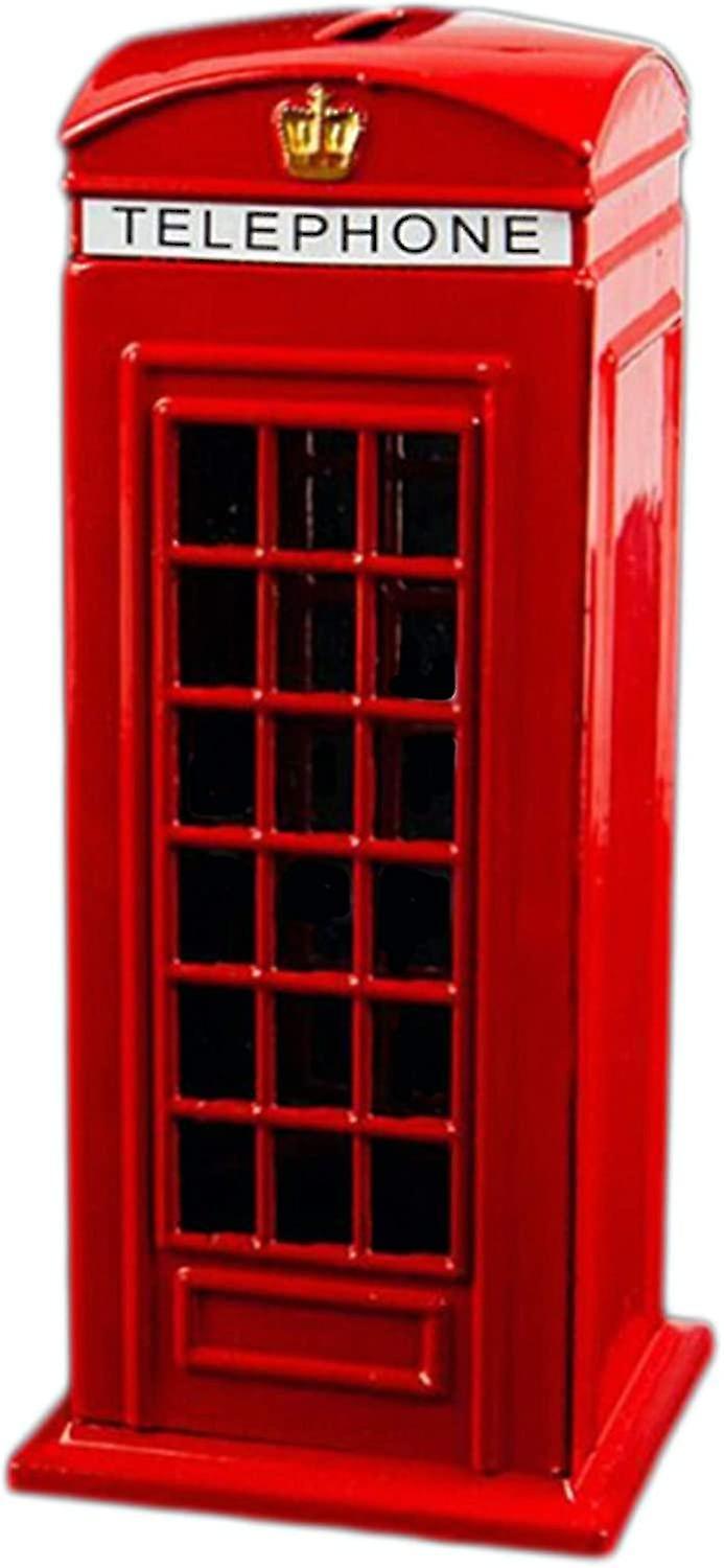 Wtowin Large Phone Booth Piggy Bank Coin Die-cast Piggy Bank Phone Booth Model Piggy Bank