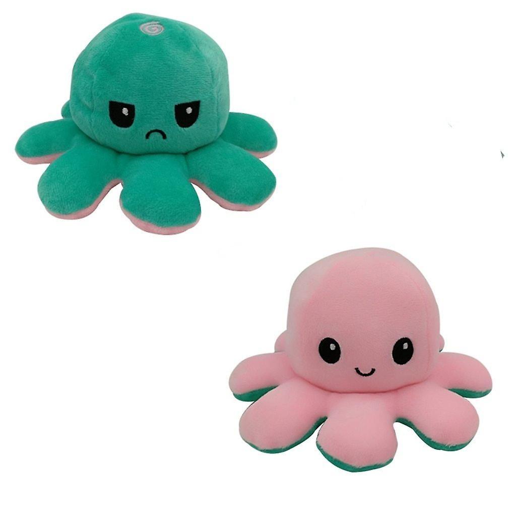 Slowmoose Reversible Octopus Shape, Stuffed Plush And Soft Doll Ocean Green Pink