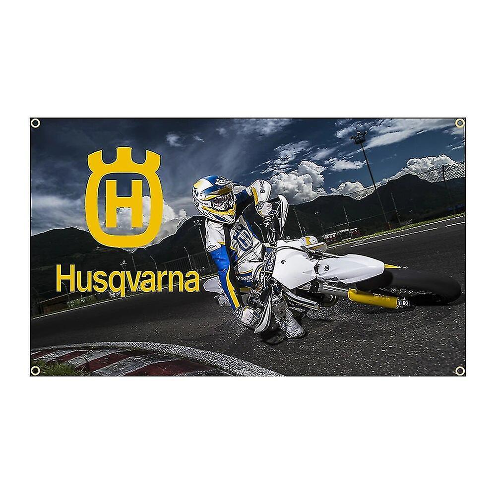 Subaoe 90X150cm Husqvarnas Sweden Racing Flag Banner  Decoration FLAGCORE S1 4 Holes In 4 Corners 120x180cm