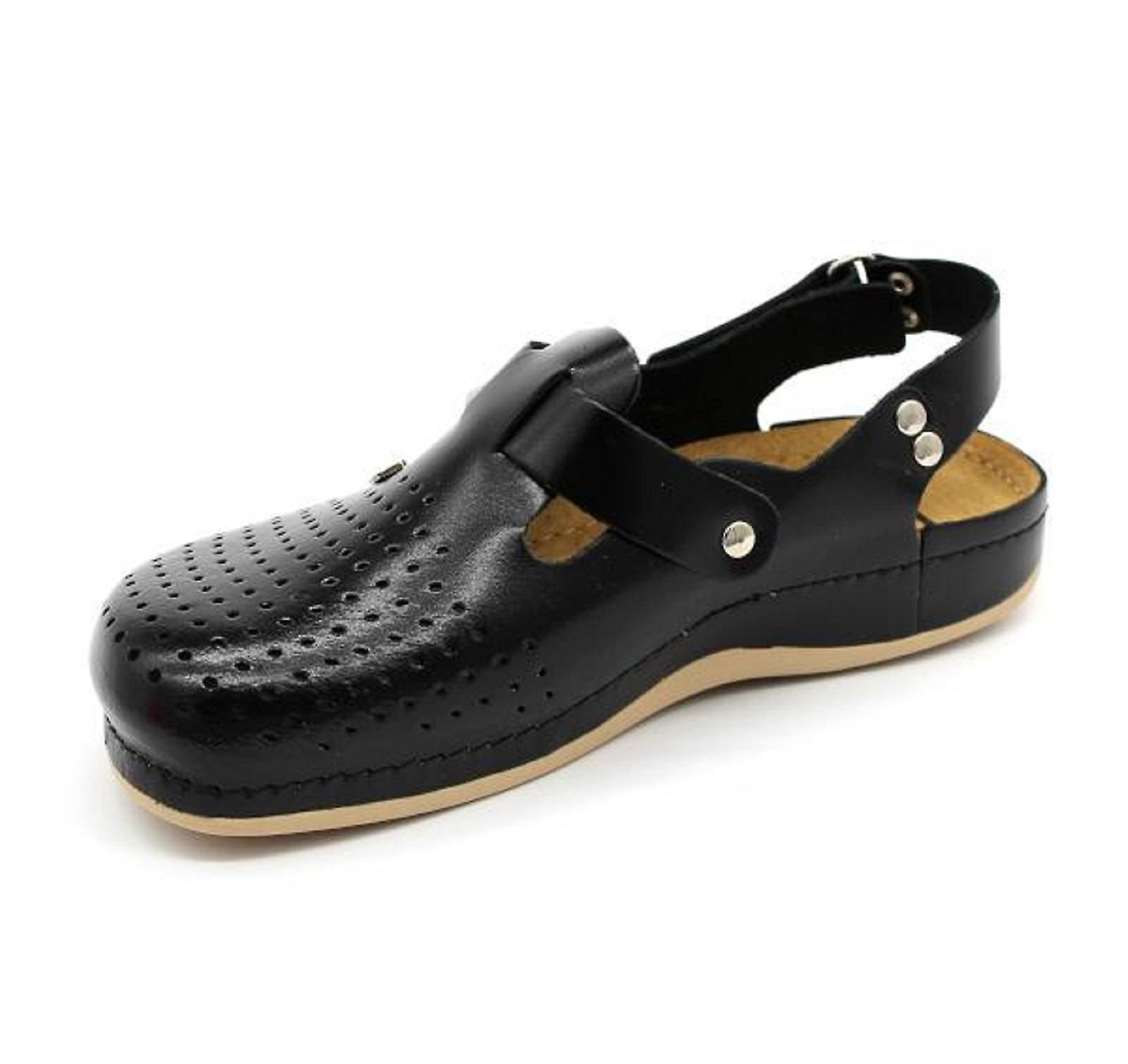 LEON 701 Leather Mens Sandal Clogs Mules Slippers Shoes Black EU 43, UK 9