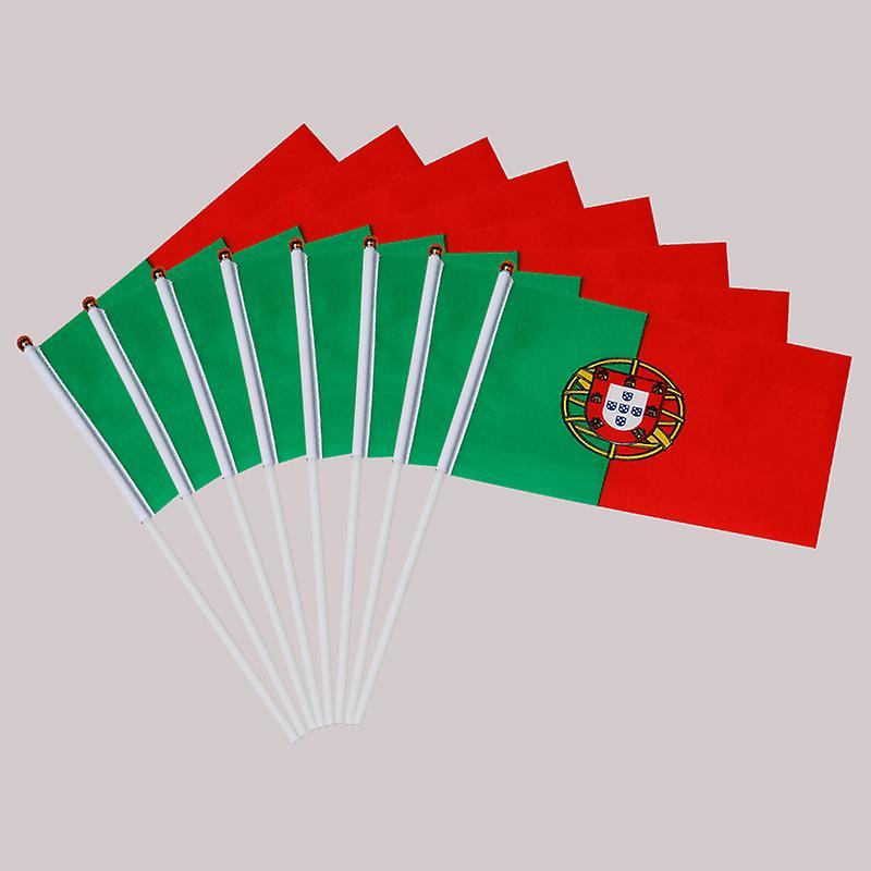 Dinoply 100pcs  Portugal    Hand Flag National  Portugal   Banner  14*21cm Polyester   Banner Custom Hand Flag 14 x 21cm