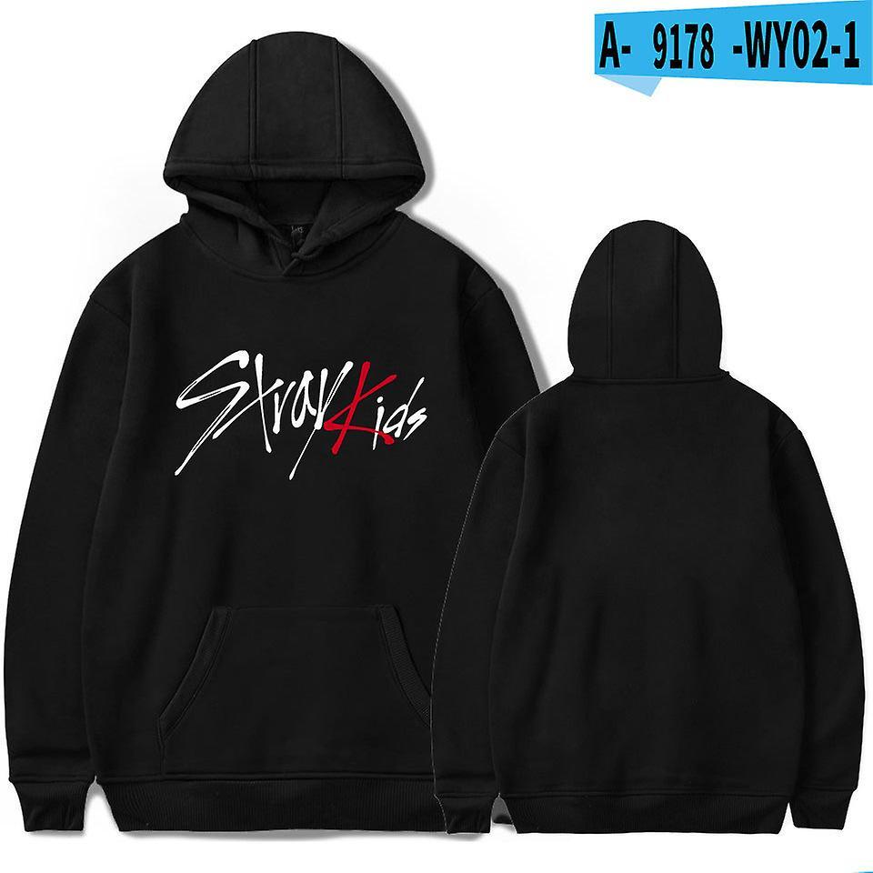 Unbrand Friday clothing 2018 peripheral stray kids women's style hooded sweatshirt for men 1 black M