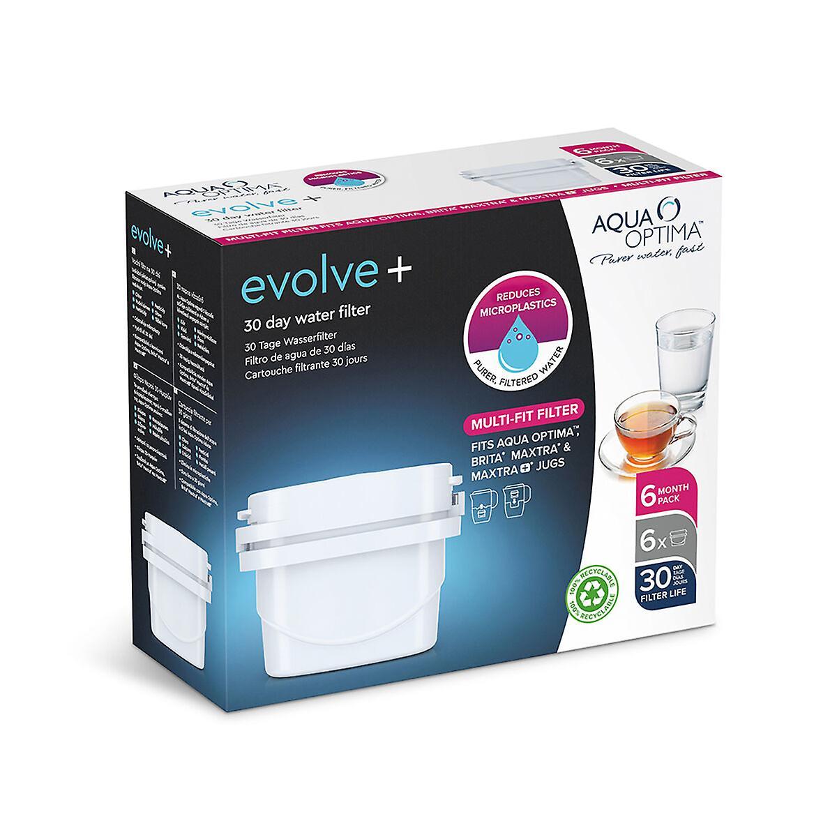 Evolve+ Water Filter Cartridge, 6 Pack (6 Months Supply), Brita Compatible