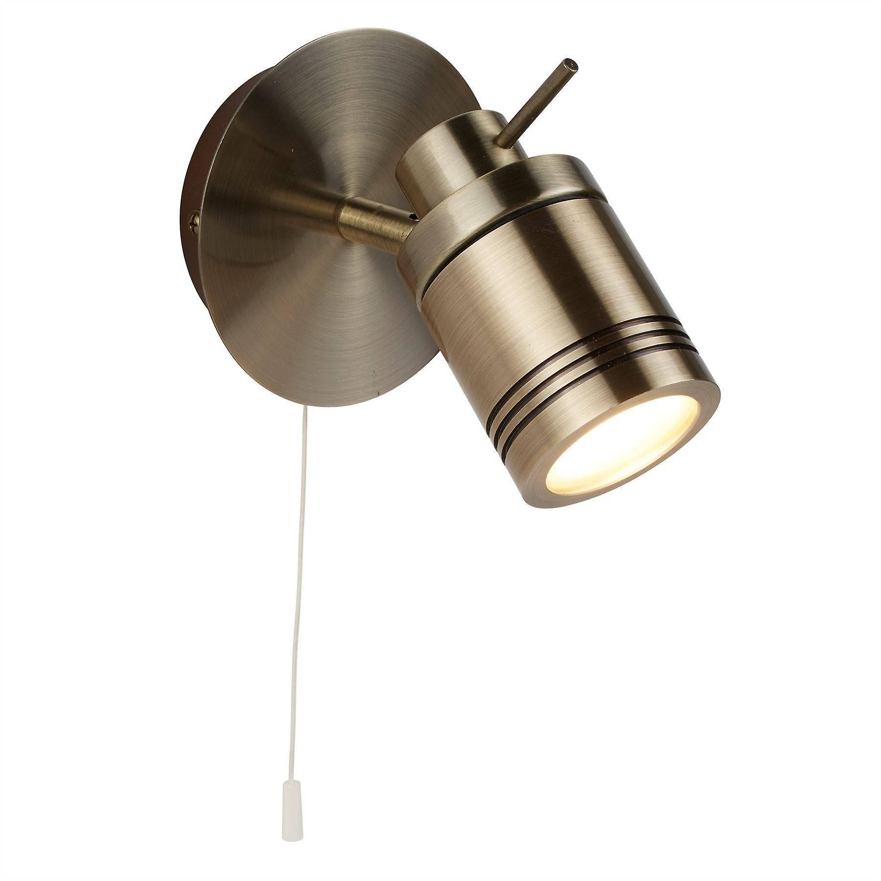 Searchlight Lighting Samson LED 1 Light Bathroom Wall Spotlight Antique Brass IP44, GU10