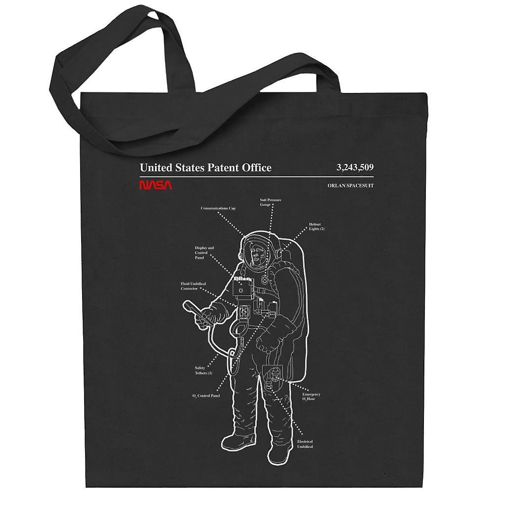 NASA Orlan Spacesuit Blueprint Totebag Black 38 x 42 cm