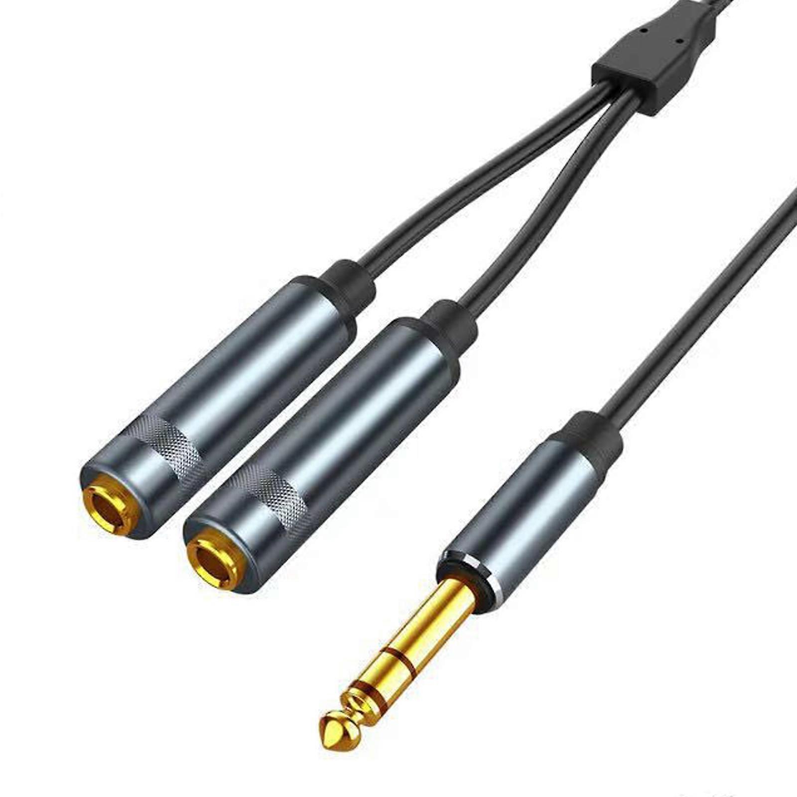 Unbrand 6.35mm 1/4" Stereo Plug Male to Dual Jack Female Y Splitter Cable Audio Cord US jy