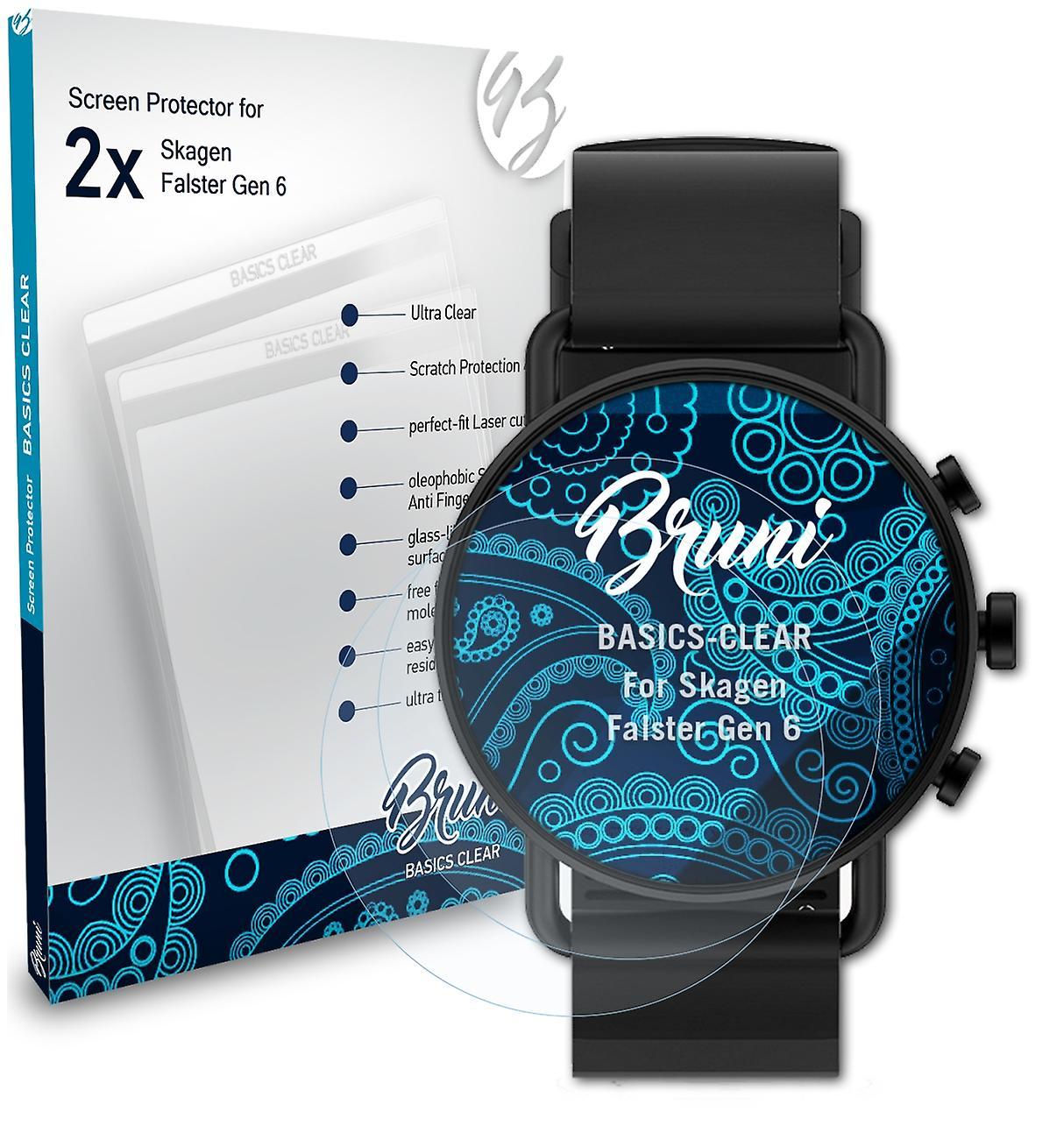 Bruni 2x protective film compatible with Skagen Falster Gen 6 film clear