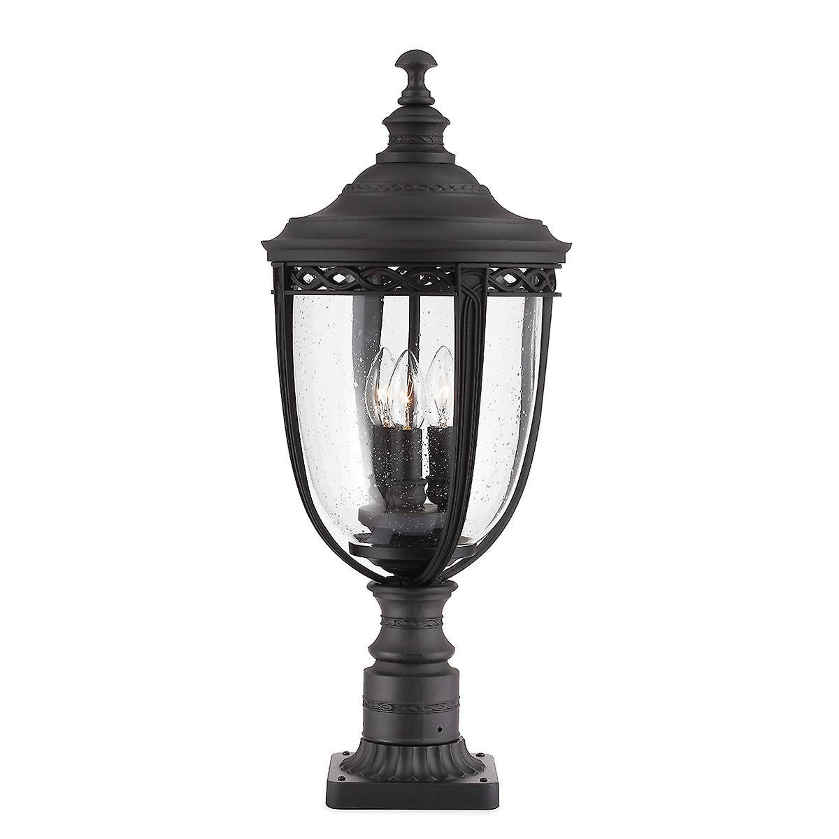 English Bridle 3 Light Large Outdoor Pedestal Light Black IP44 E14