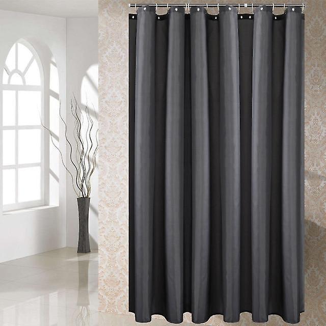 Slowmoose Polyester Fabric Shower Curtain With Hooks Waterproof Plastic Bath Screens W150xH180cm / Dark Grey