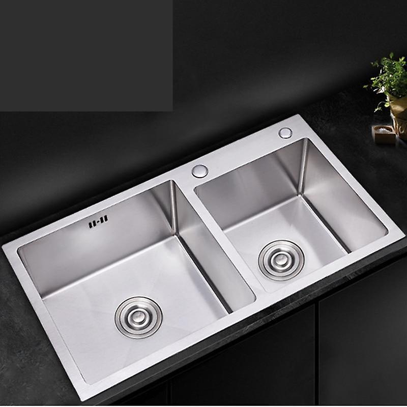 Slowmoose Stainless Steel Double Bowl Brushed Sink 75x40