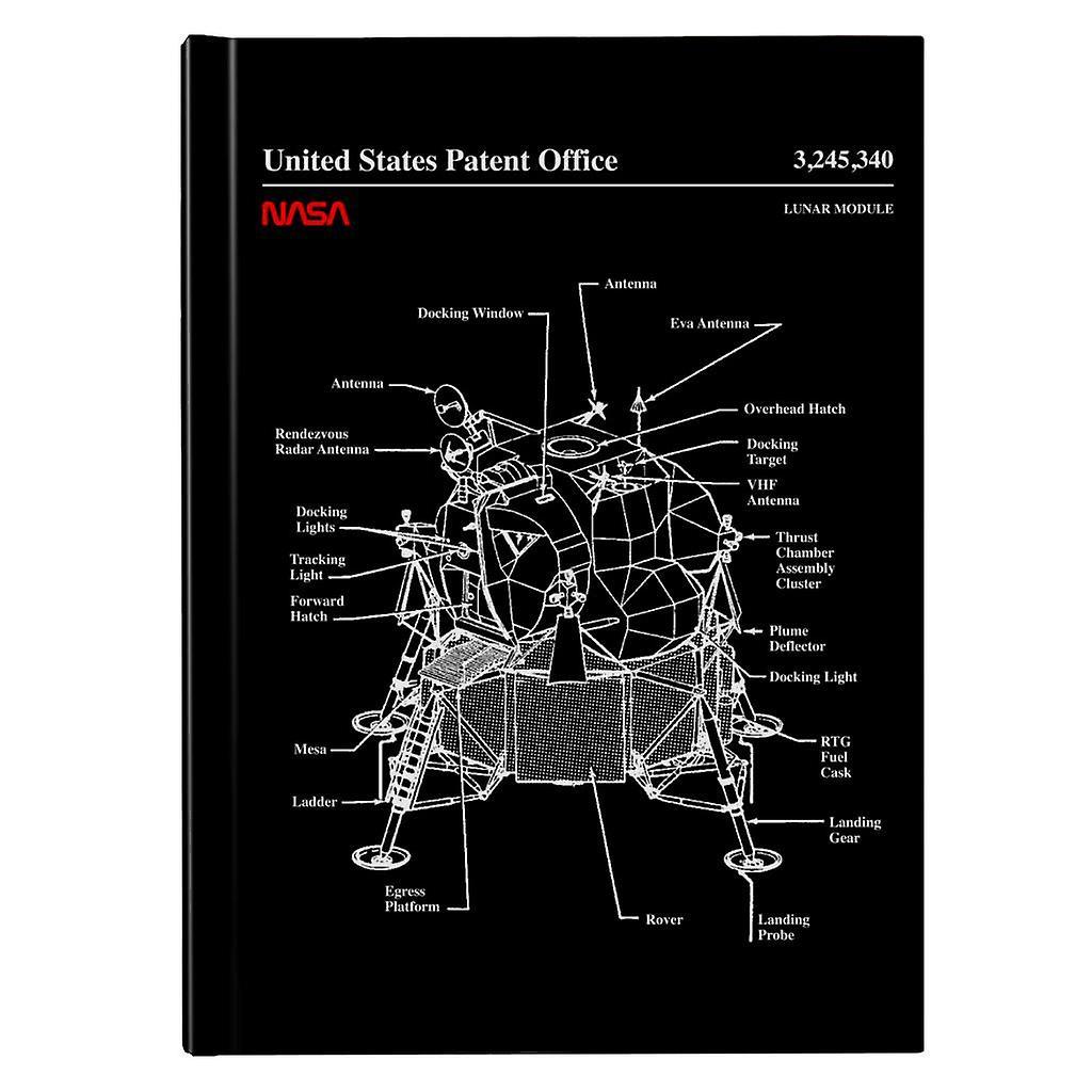 NASA Lunar Module Blueprint Hardback Journal Black 13 x 18.5 cm