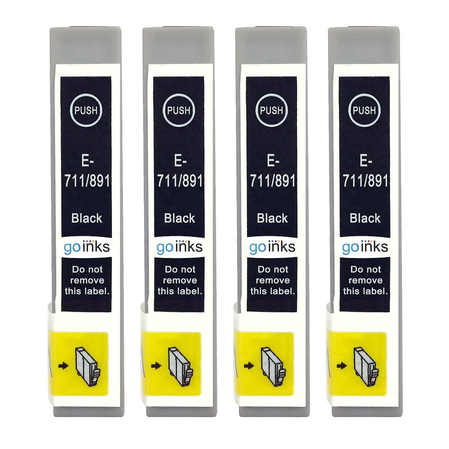 4 Black Ink Cartridges to replace Epson T0711 Compatible/non-OEM from Go Inks