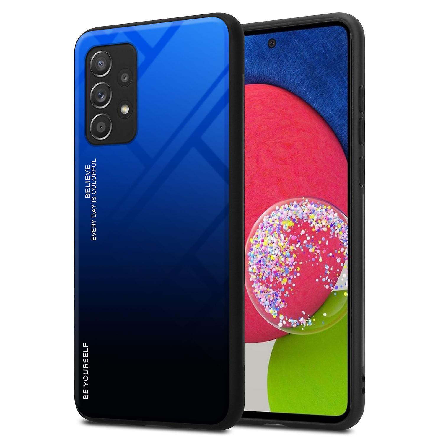 Case Samsung Galaxy A52 (4G / 5G) / A52s TPU Protective Case - Back Cover with Protective Glass - Two-Tone BLUE - BLACK