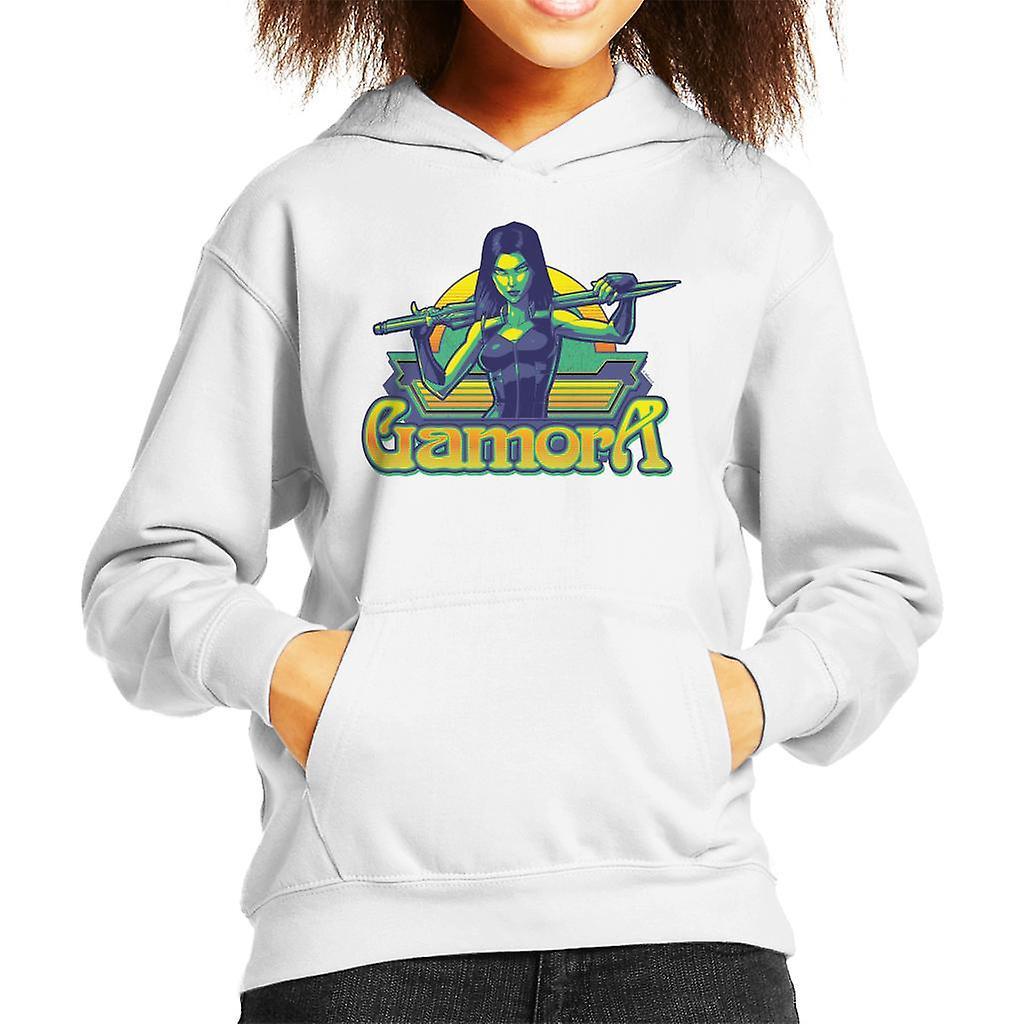 Marvel Guardians Of The Galaxy Gamora Sword Pose Kid's Hooded Sweatshirt White X-Large (12-13 yrs)