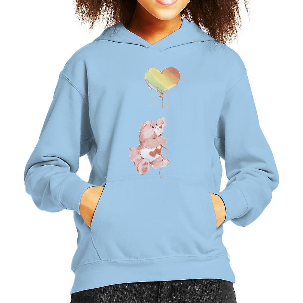 Care Bears Love A Lot Bear Rainbow Balloon Kid's Hooded Sweatshirt Sky Blue X-Large (12-13 yrs)