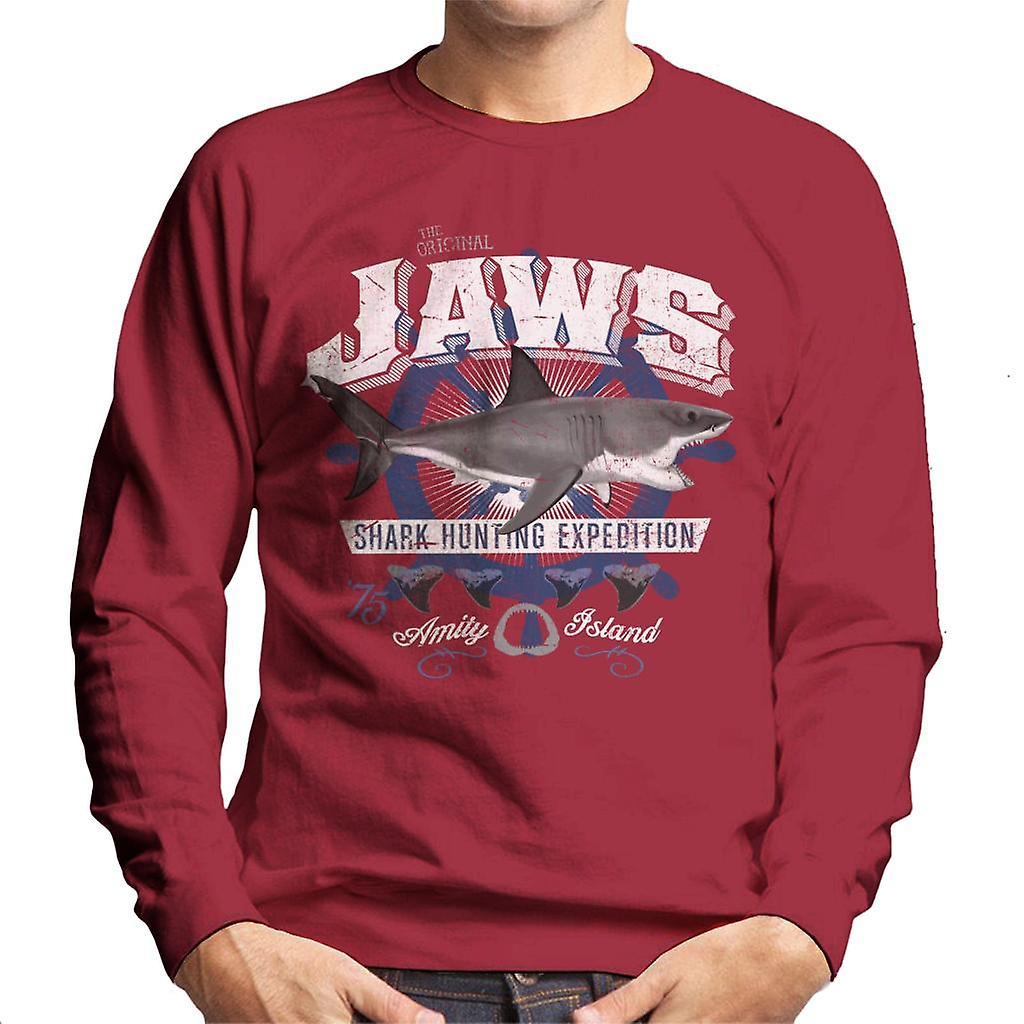 Jaws Shark Hunting Expedition Amity Island Men's Sweatshirt Cherry Red XX-Large