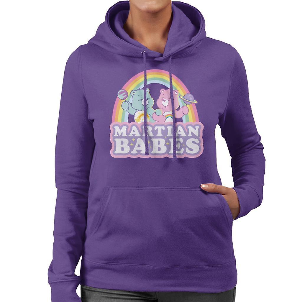 Care Bears Cheer Bear And Wish Bear Martian Babes Women's Hooded Sweatshirt Purple Large