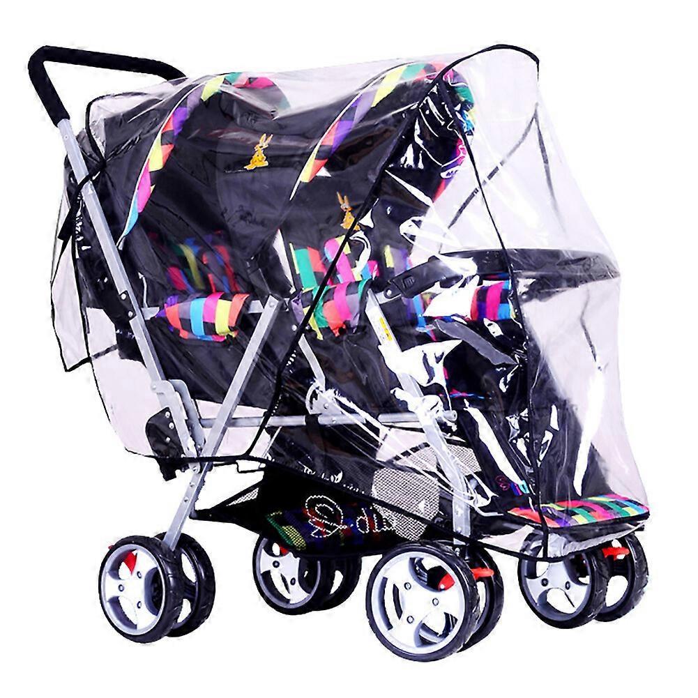 Taotuo NEW Double Stroller Rain Cover Raincoat Baby Weather Shield Universal UK