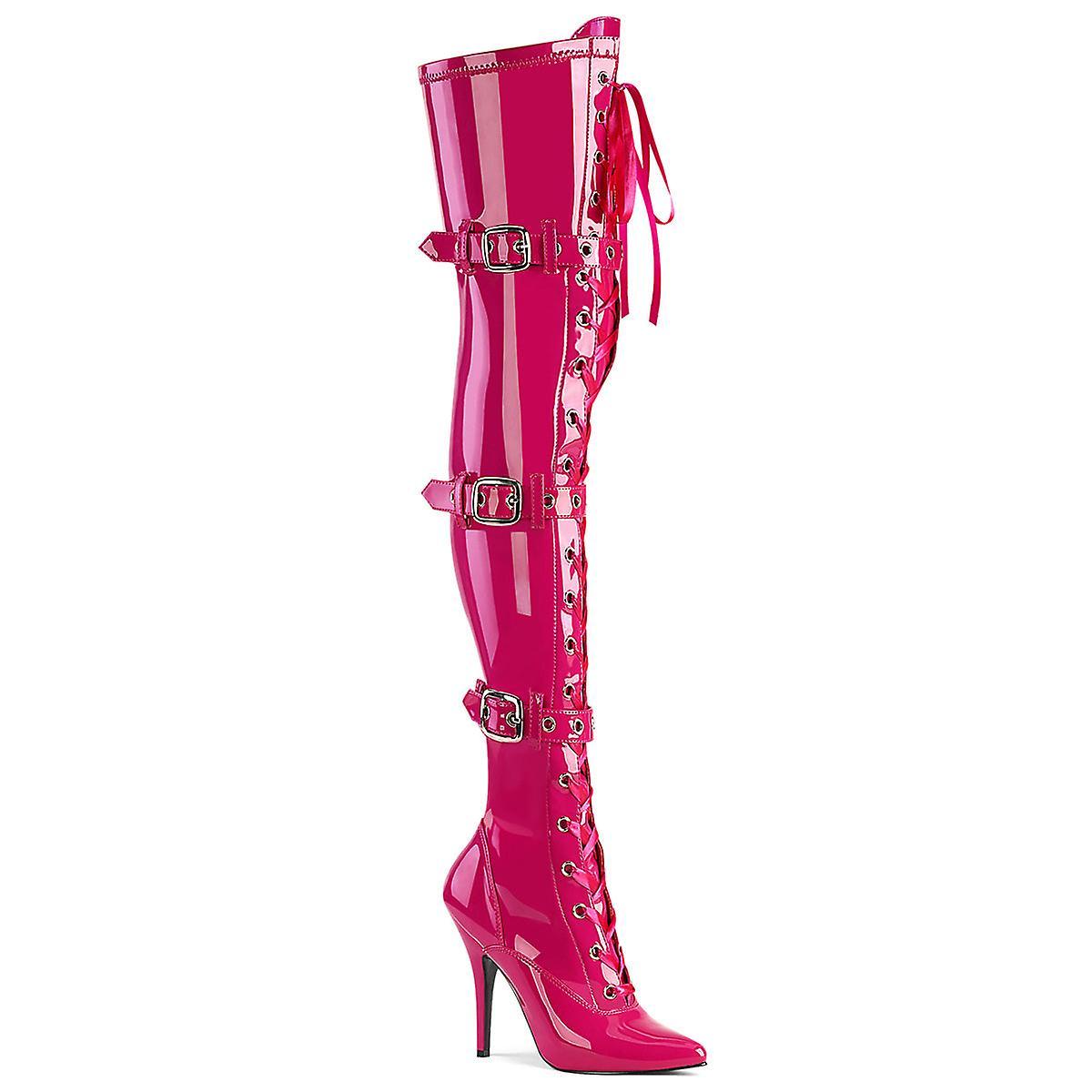 Pleaser Womens Boots Seduce-3028 H. Pink Str. Pat Uk 6/eu 39/us 9