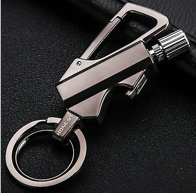 Kakanwo Multifunctional Match Kerosene Lighter Outdoor Waterproof Portable Bottle Opener Keychain Black A