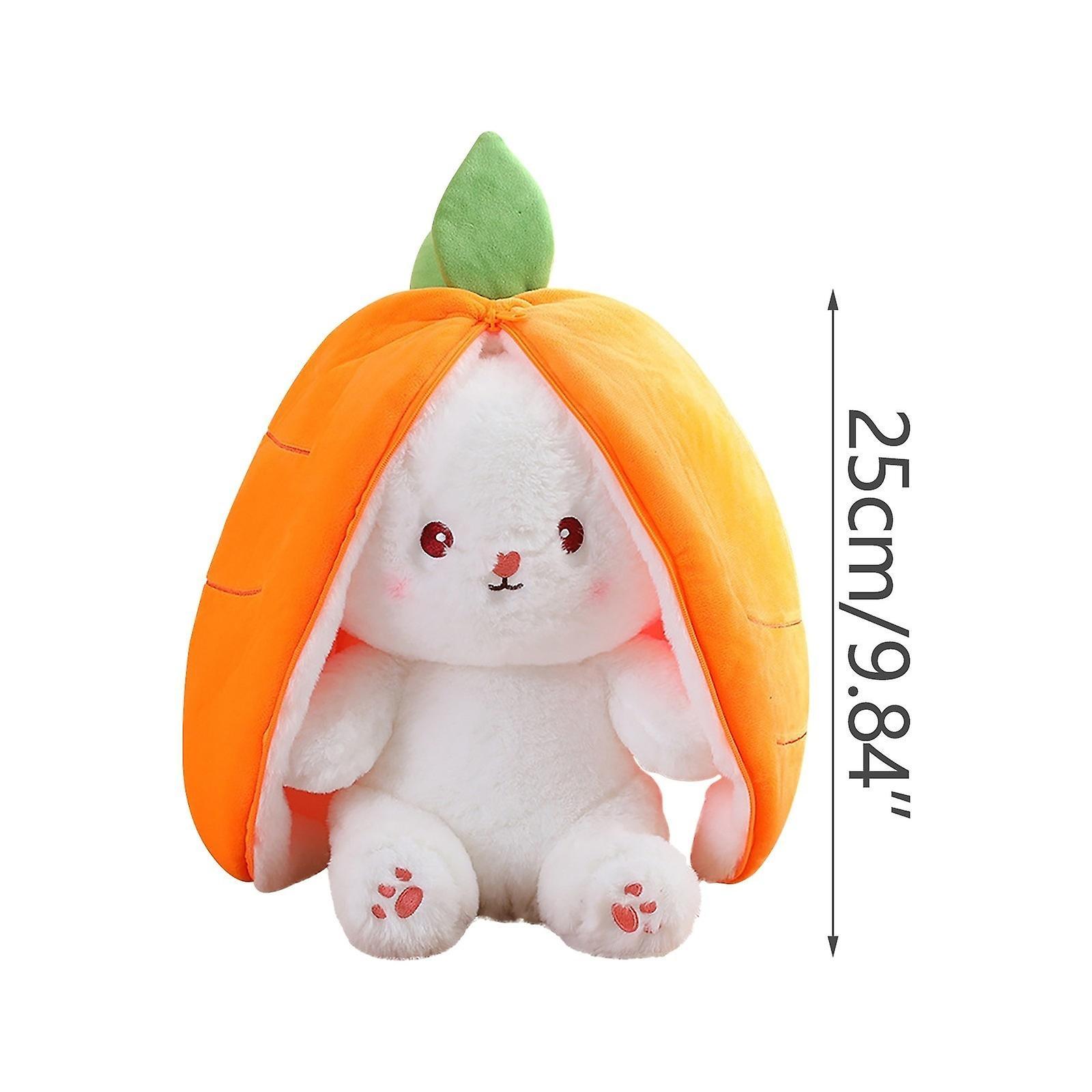 Unbrand Animal Toys Easter Stuffed Cute Bunny Turn Into Rabbit Fruit Doll Carrot Strawberry Cute Bunny Doll Plush Toy A