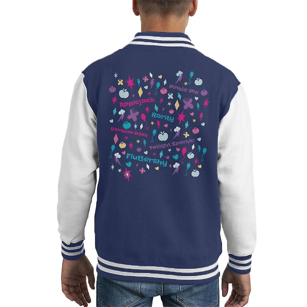 My Little Pony Cutie Marks Montage Kid's Varsity Jacket Navy/White Small (5-6 yrs)