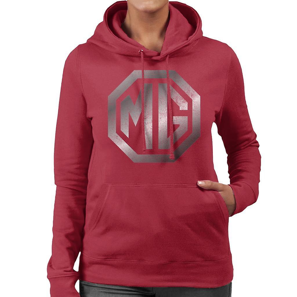 MG Chrome Logo British Motor Heritage Women's Hooded Sweatshirt Cherry Red Medium