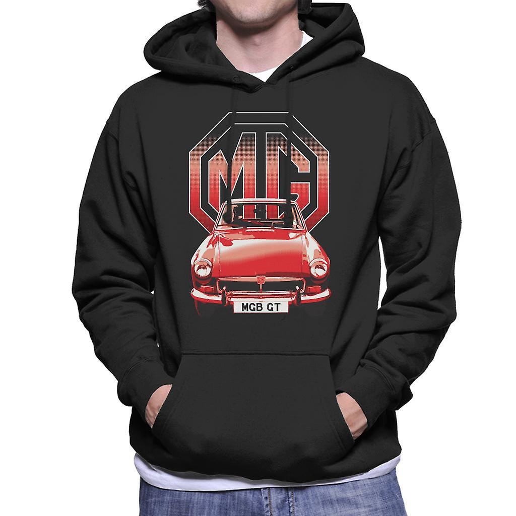 MG B GT Red British Motor Heritage Men's Hooded Sweatshirt Black Small