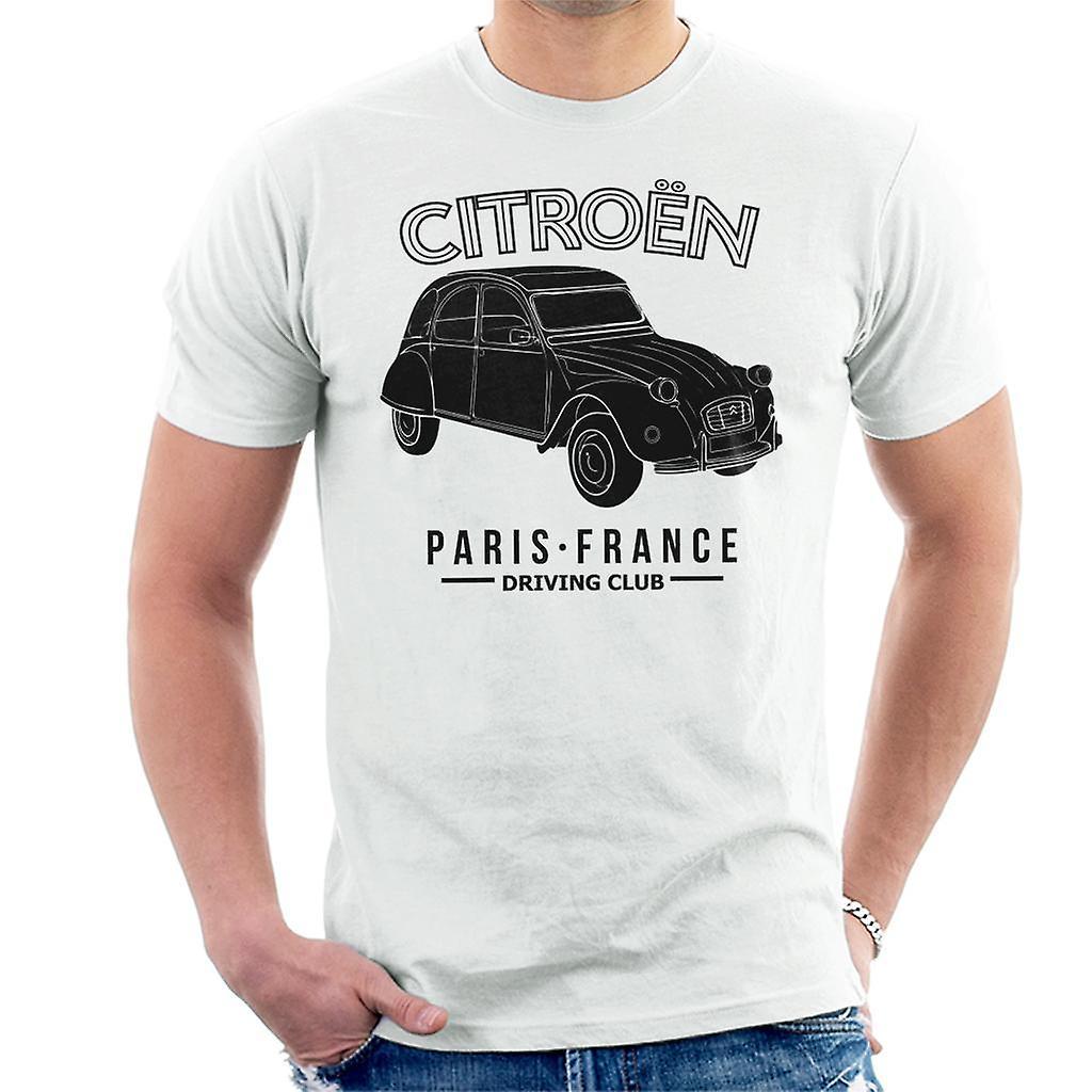 Citro�n Citroen Driving Club Black 2CV Paris France Men's T-Shirt White Medium