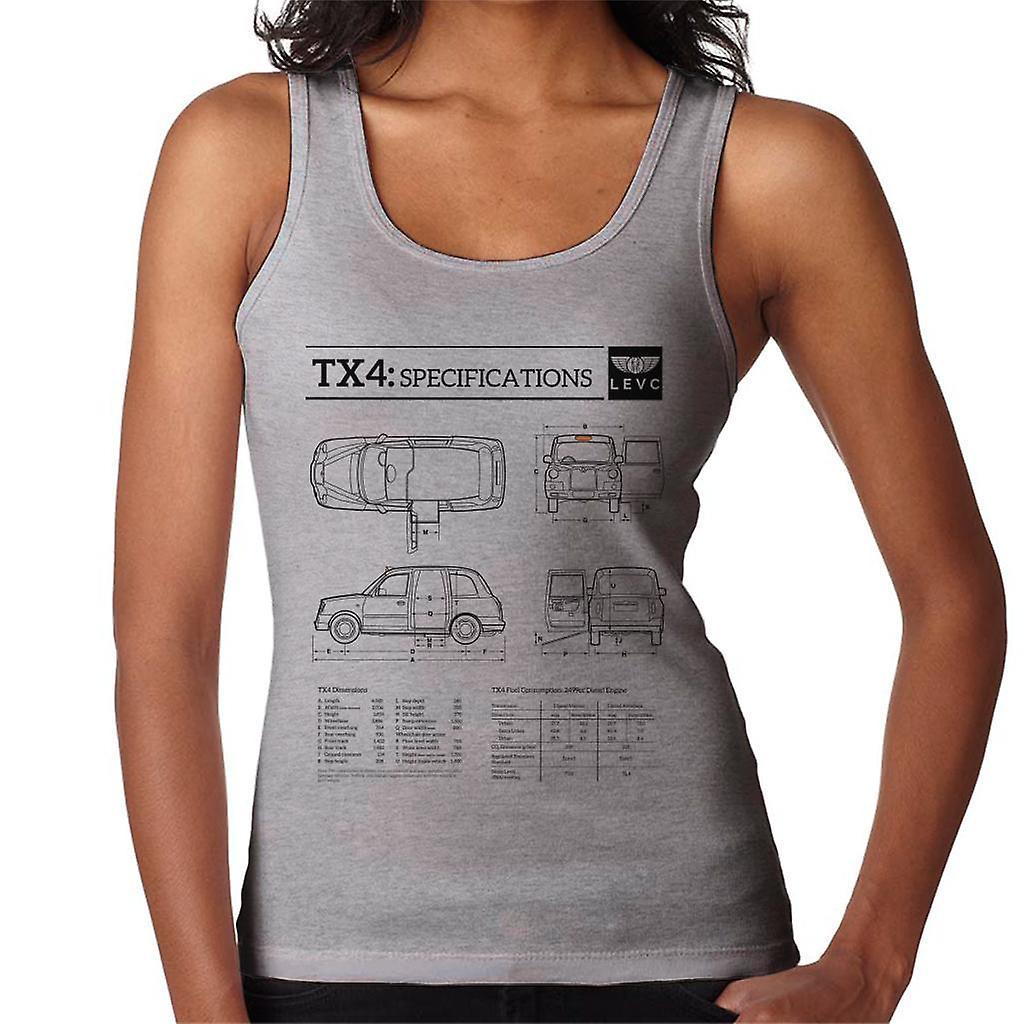 London Taxi Company TX4 Specifications Blueprint Women's Vest Heather Grey Medium