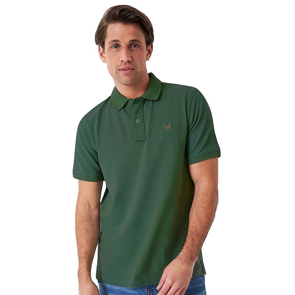 Crew Clothing Mens Classic Collared Pique Polo Shirt Dark Green S - Chest 38-39.5"