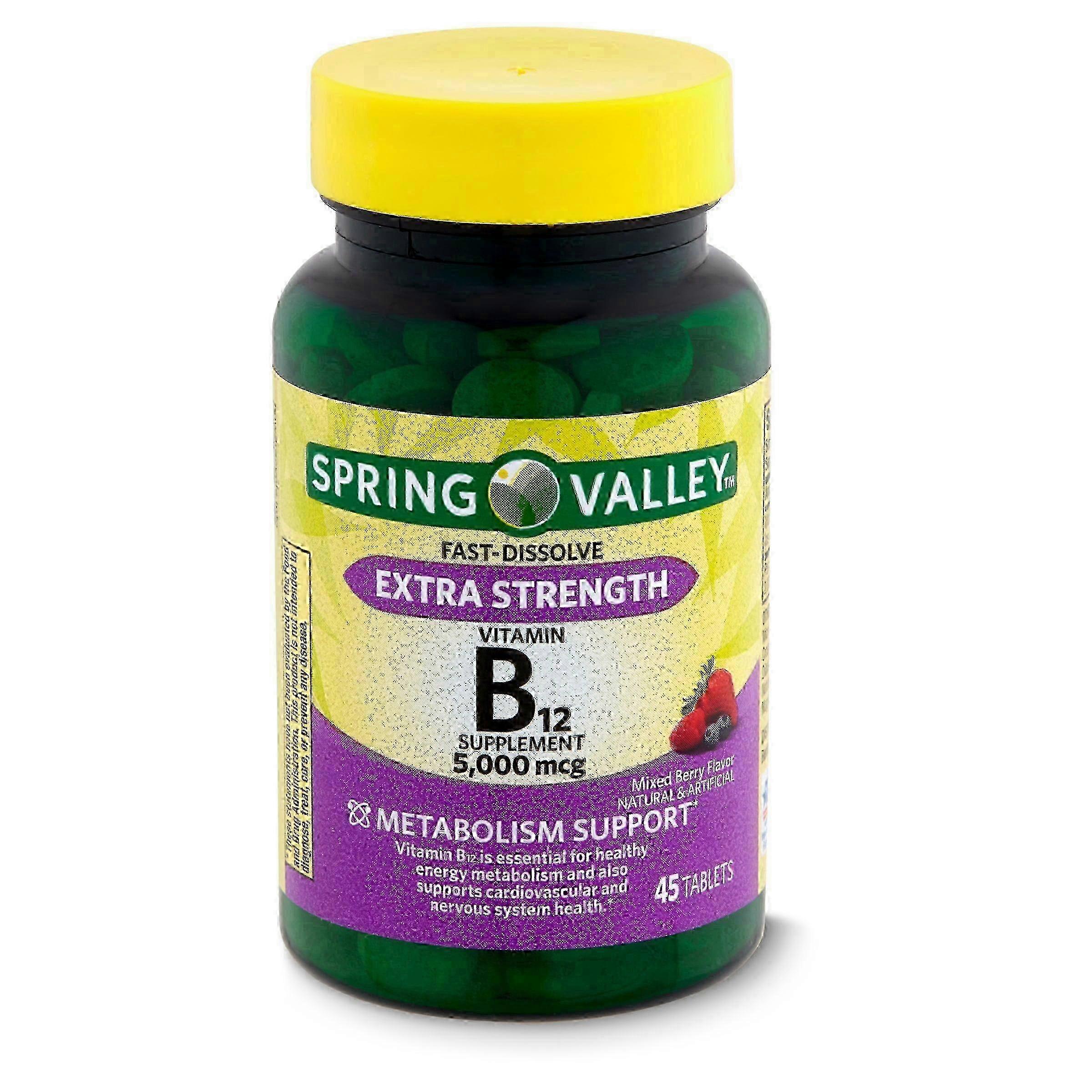 Spring Valley Mixed Berry Flavor Extra Strength Vitamin B12 Supplement, 45 Ea