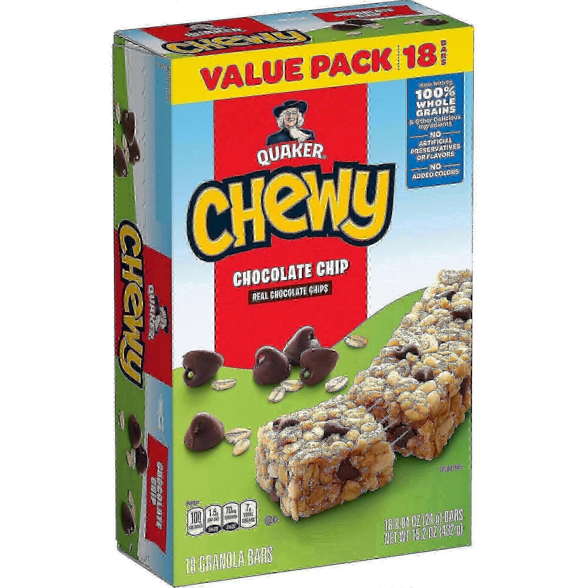 Quaker Chewy Granola Bars, Chocolate Chip, 18 Ea