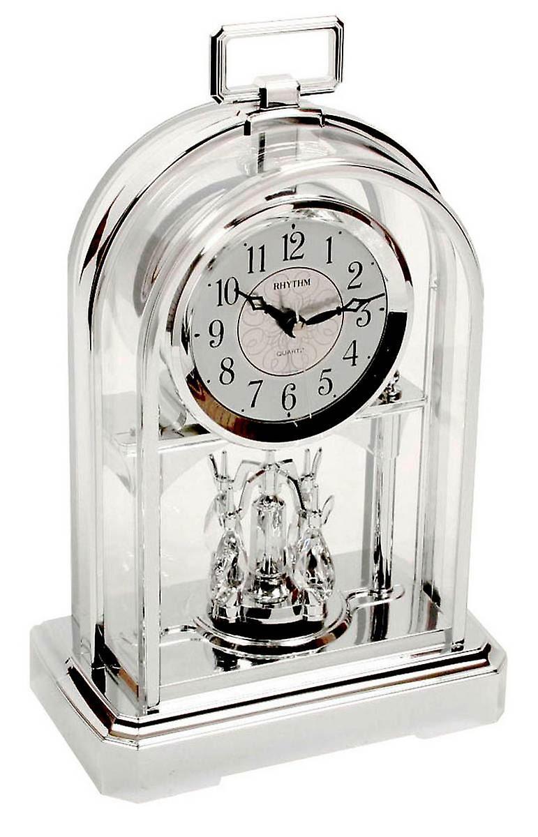 Rhythm Arched Art Deco Mantel Clock - Silver