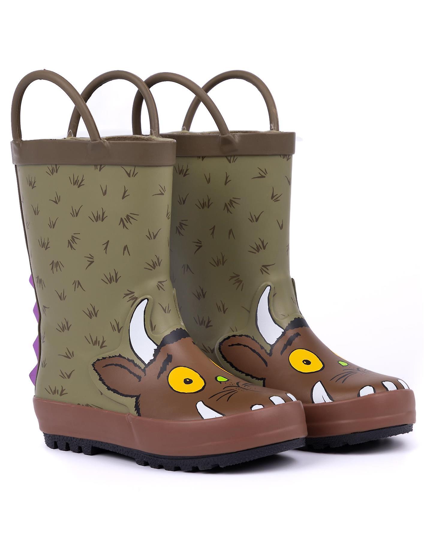 Gruffalo & Friends Unisex Kids Wellington Boots with Handles Brown Novelty Face 9 UK Child