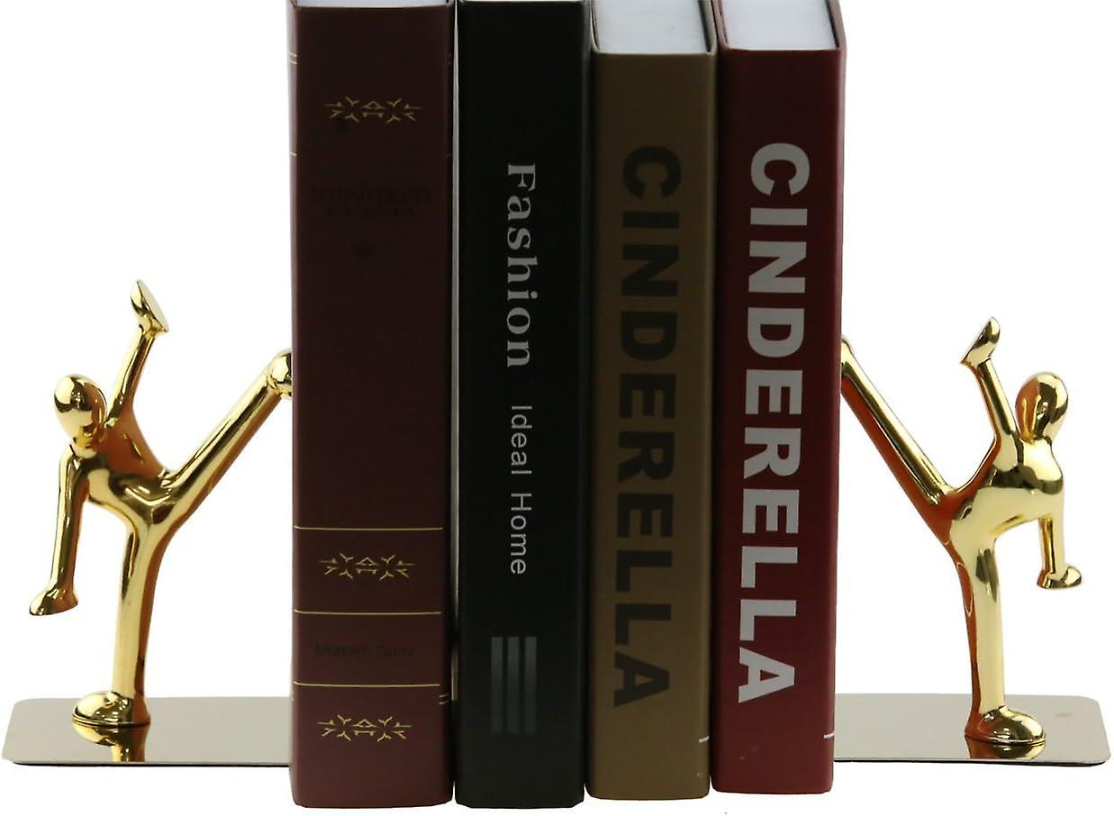 Tcgg-shiny Stainless Steel Kung Fu Man Bookends For Office, School, Library, Home (golden)