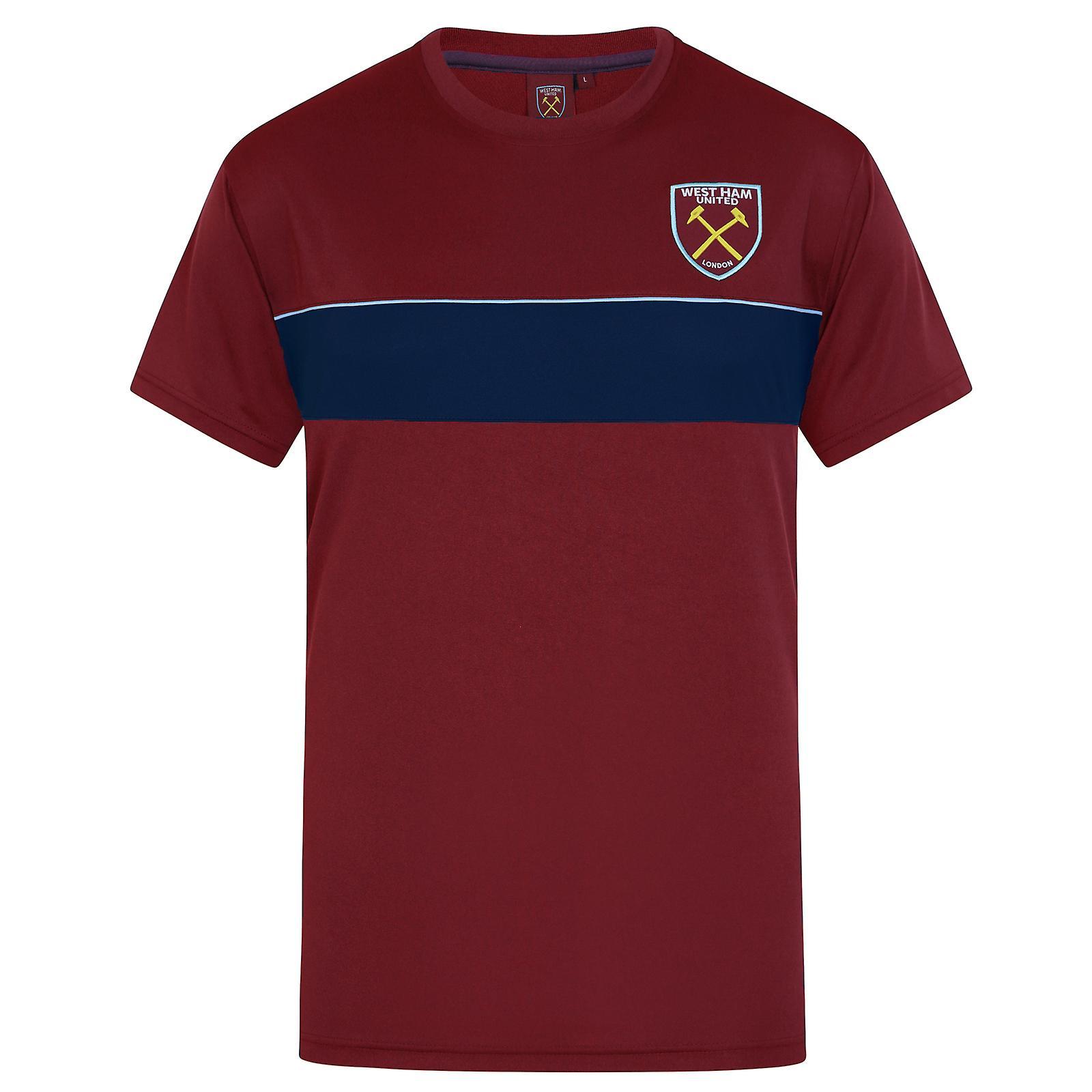 West Ham United FC West Ham United Mens T-Shirt Poly Training Kit OFFICIAL Football Gift Claret 3XL