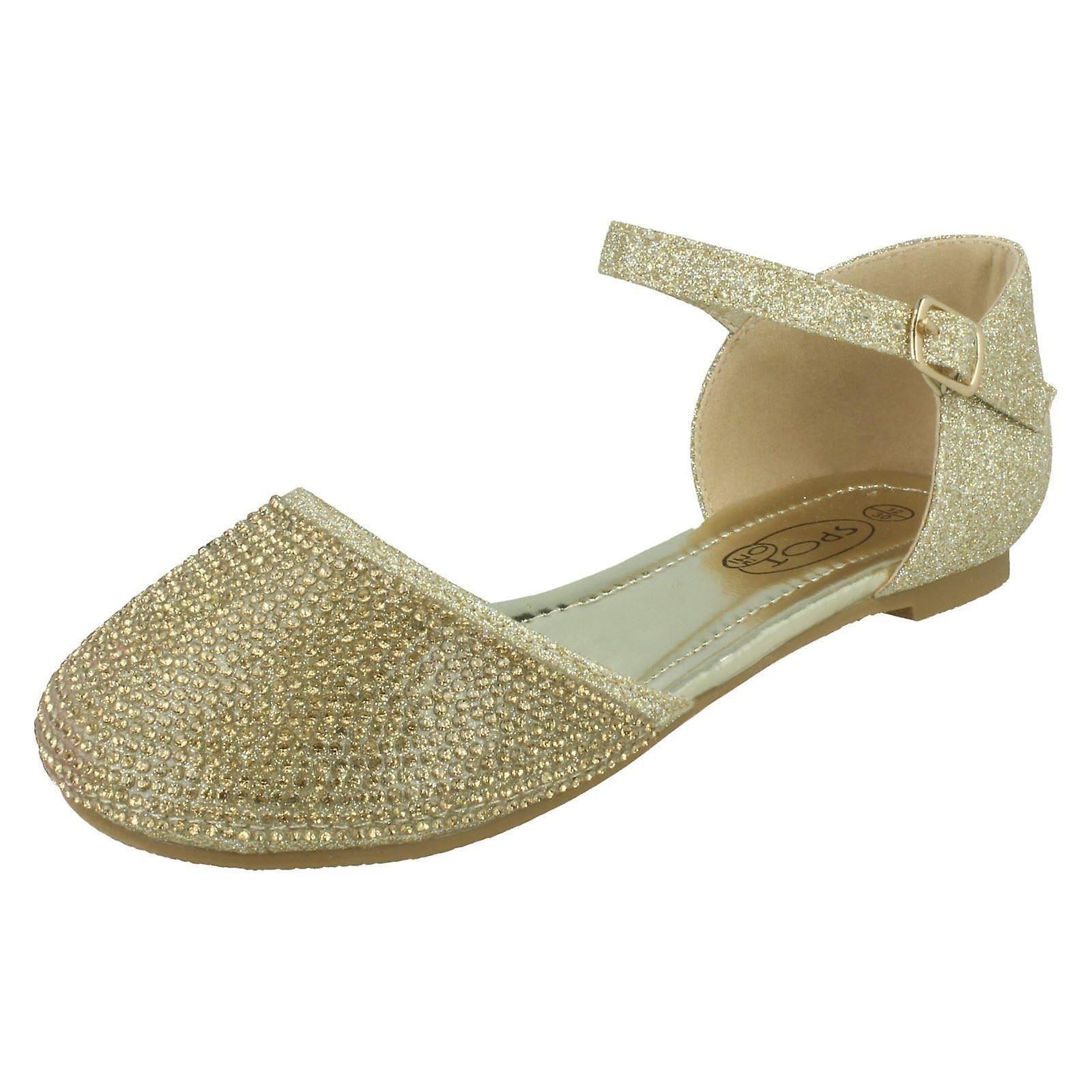 Girls Spot On Glittery Shoes H2617 Gold UK 6 Infant