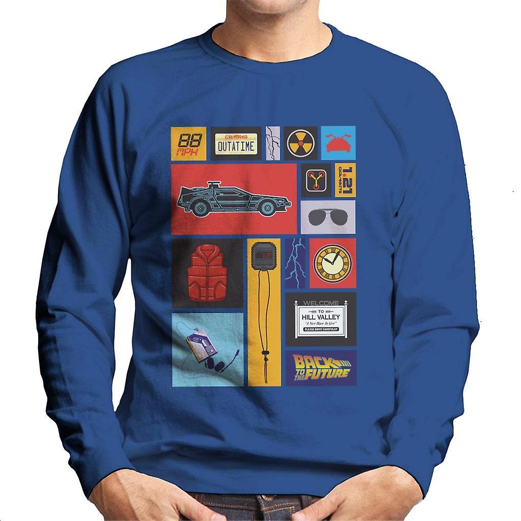 Back to the Future Tile Montage Men's Sweatshirt Royal Blue Medium